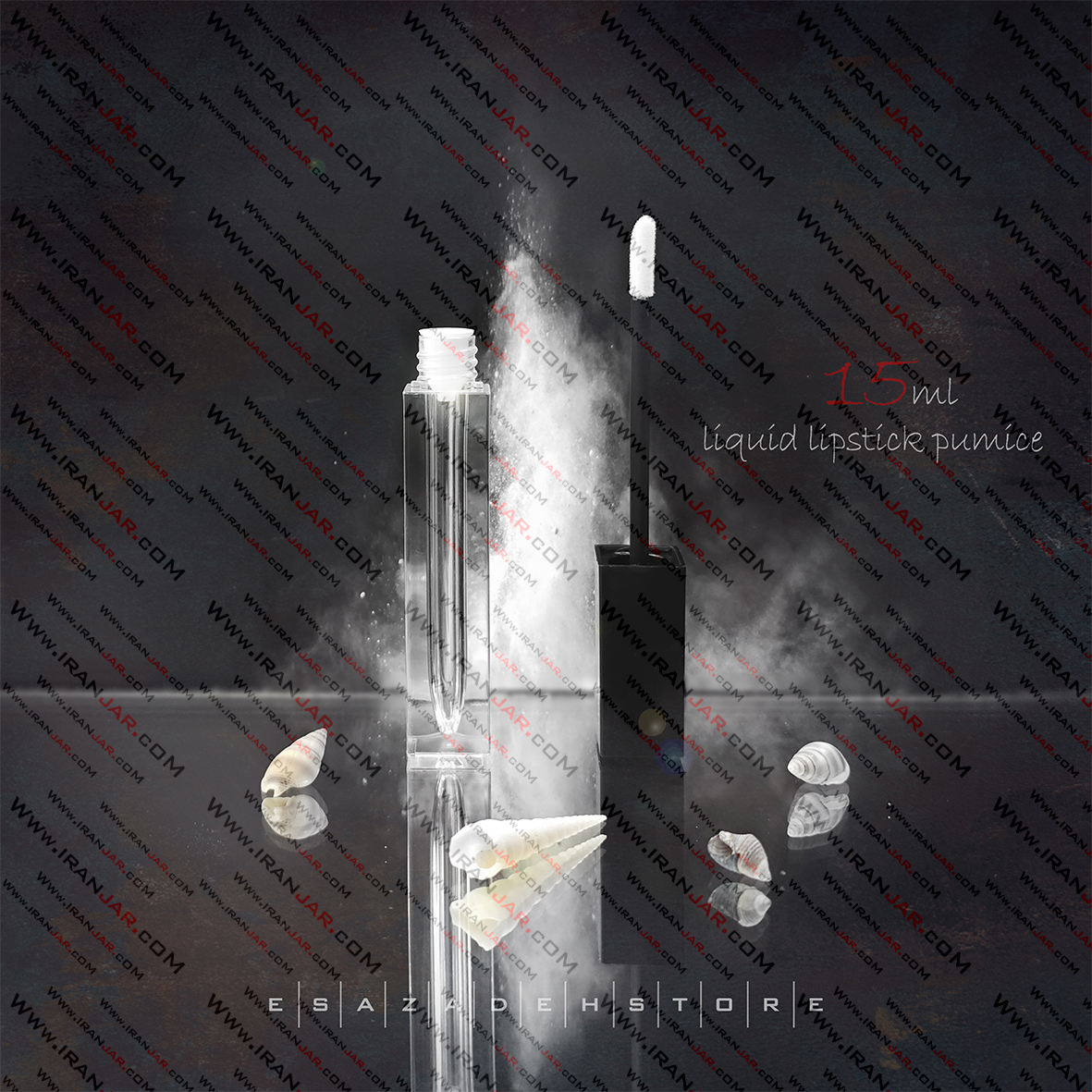 پوکه رژ مایع بدنه شفاف درب مشکی