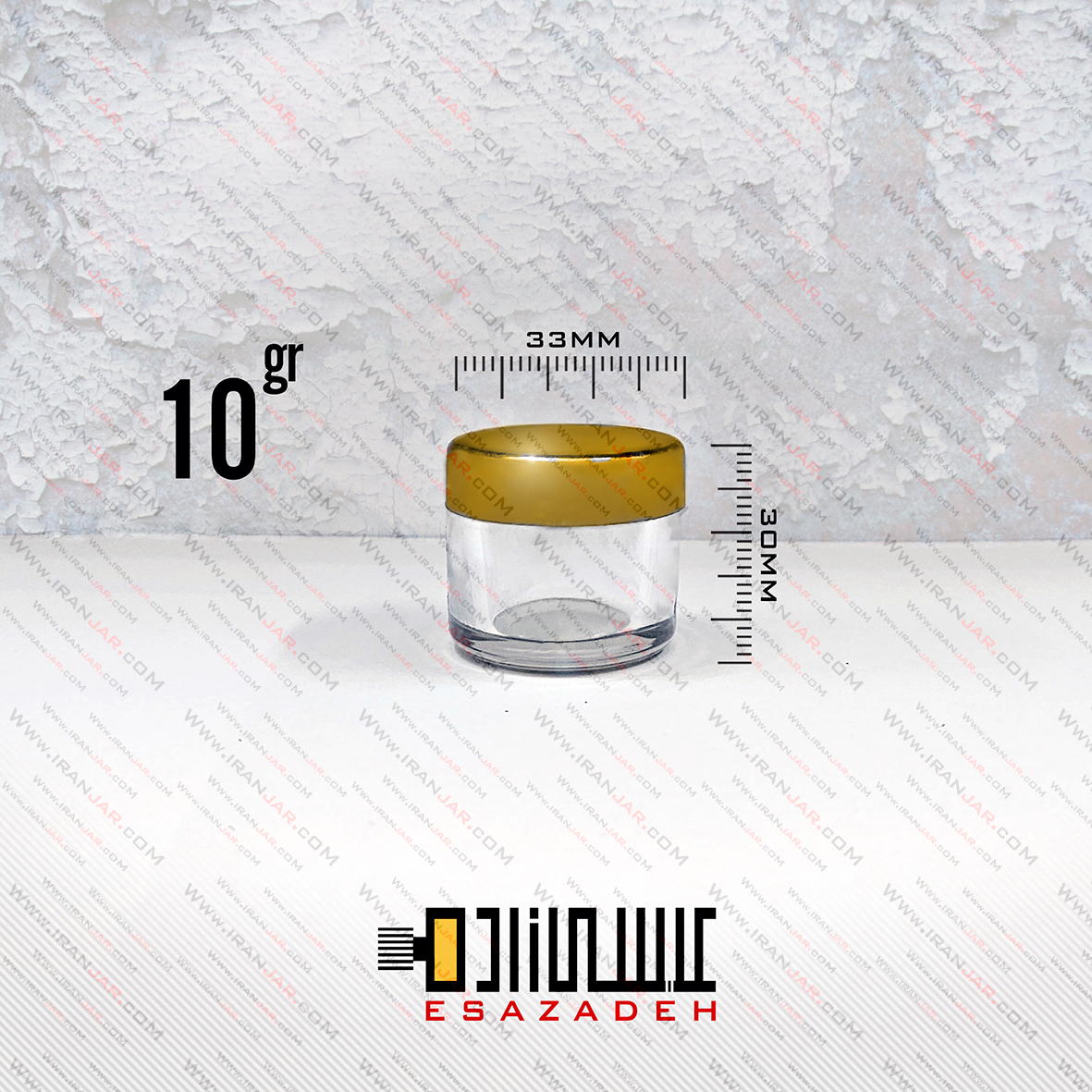 قوطی 10 گرمی کریستال با درب طلایی